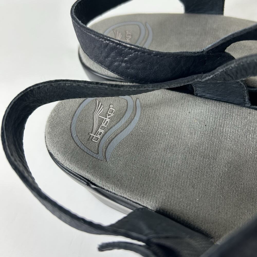 Women's Black Strappy Comfort Wedge Sandals Size 39 - Picture 5 of 8